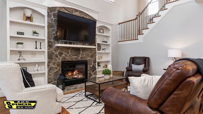 Cozy living room with fireplace